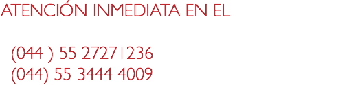 ATENCIÓN INMEDIATA EN EL (044 ) 55 27271236 (044) 55 3444 4009